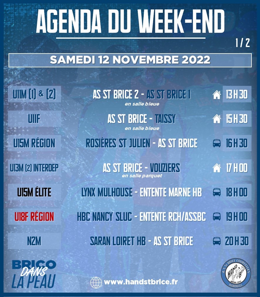 Agenda Brico des 12 & 13 Nov. 2022