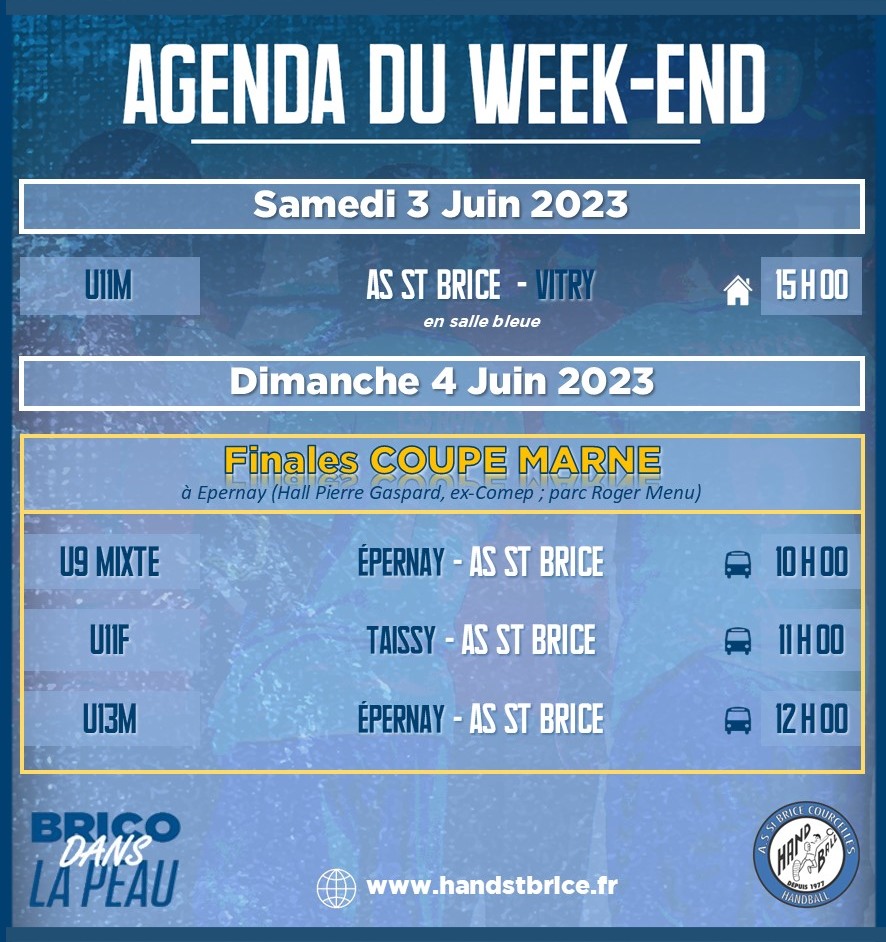 Agenda Brico des 3 & 4 Juin 2023