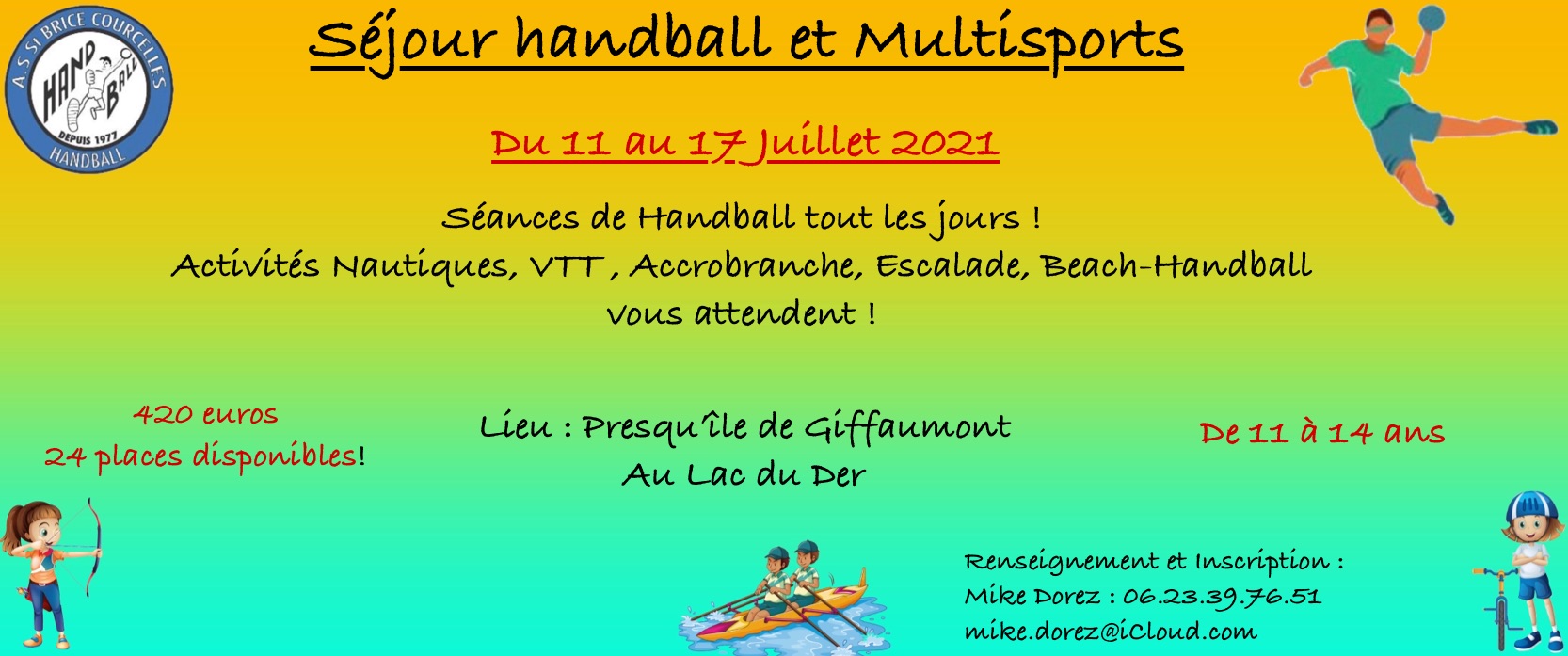 Séjour Handball et Multisports en juillet 2021 !
