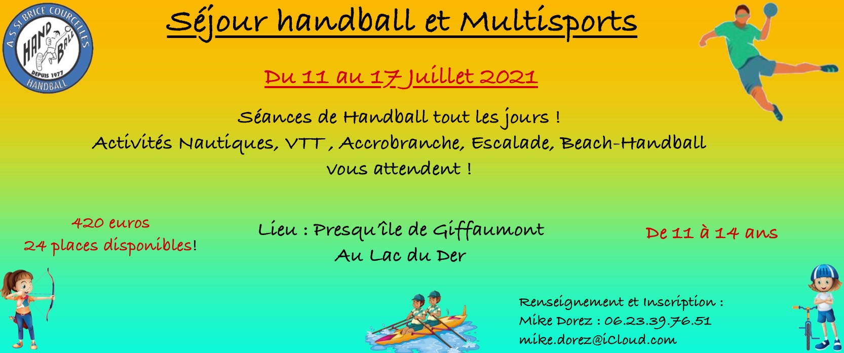 Séjour Handball et Multisports en juillet 2021 !
